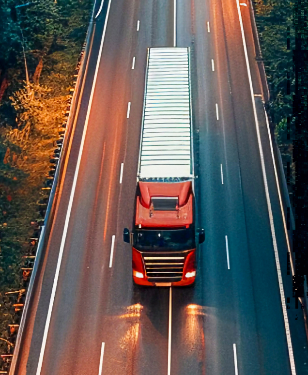 Red semi-truck on highway